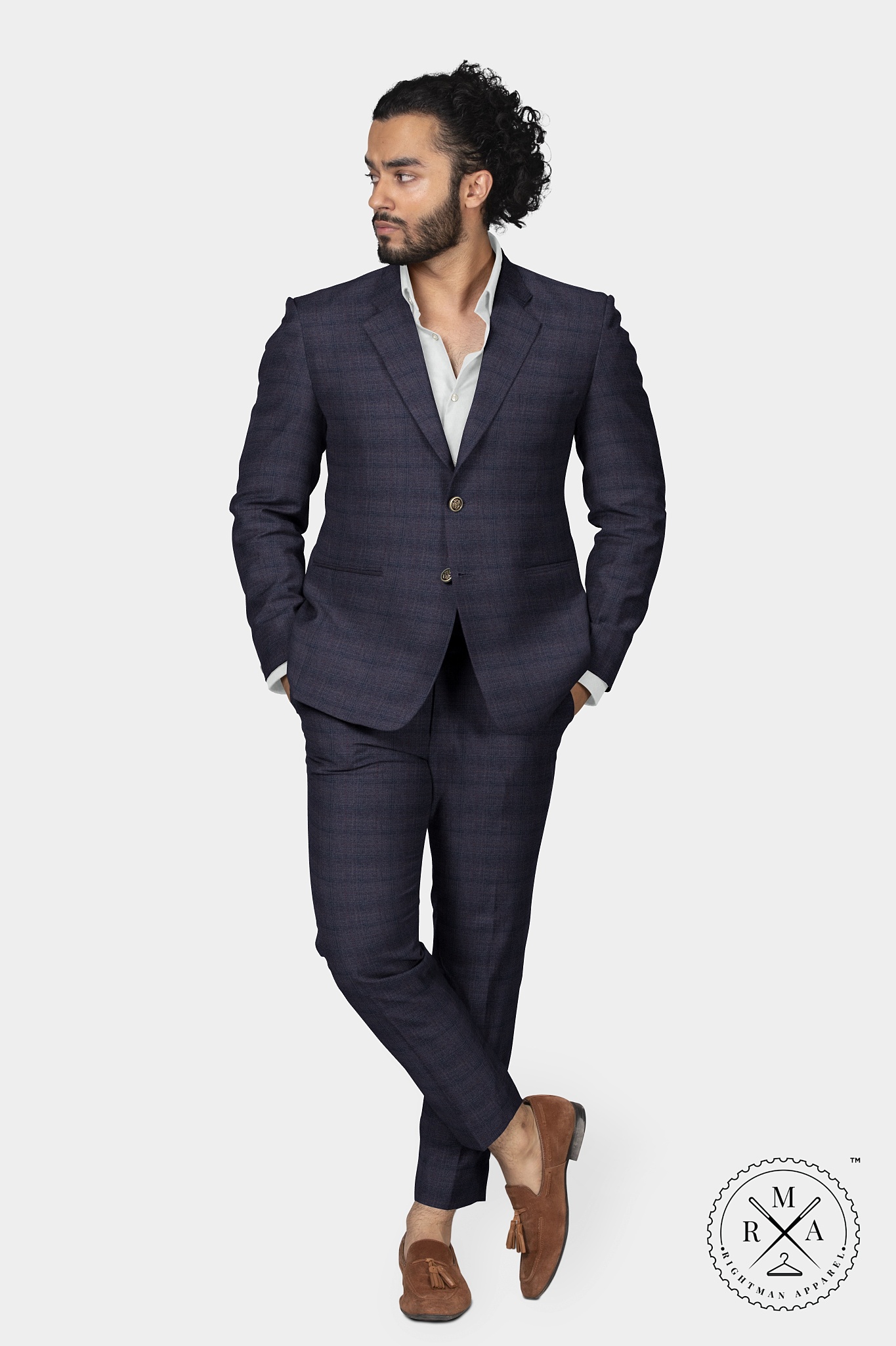 Purple Checks Two Piece Suit SU315